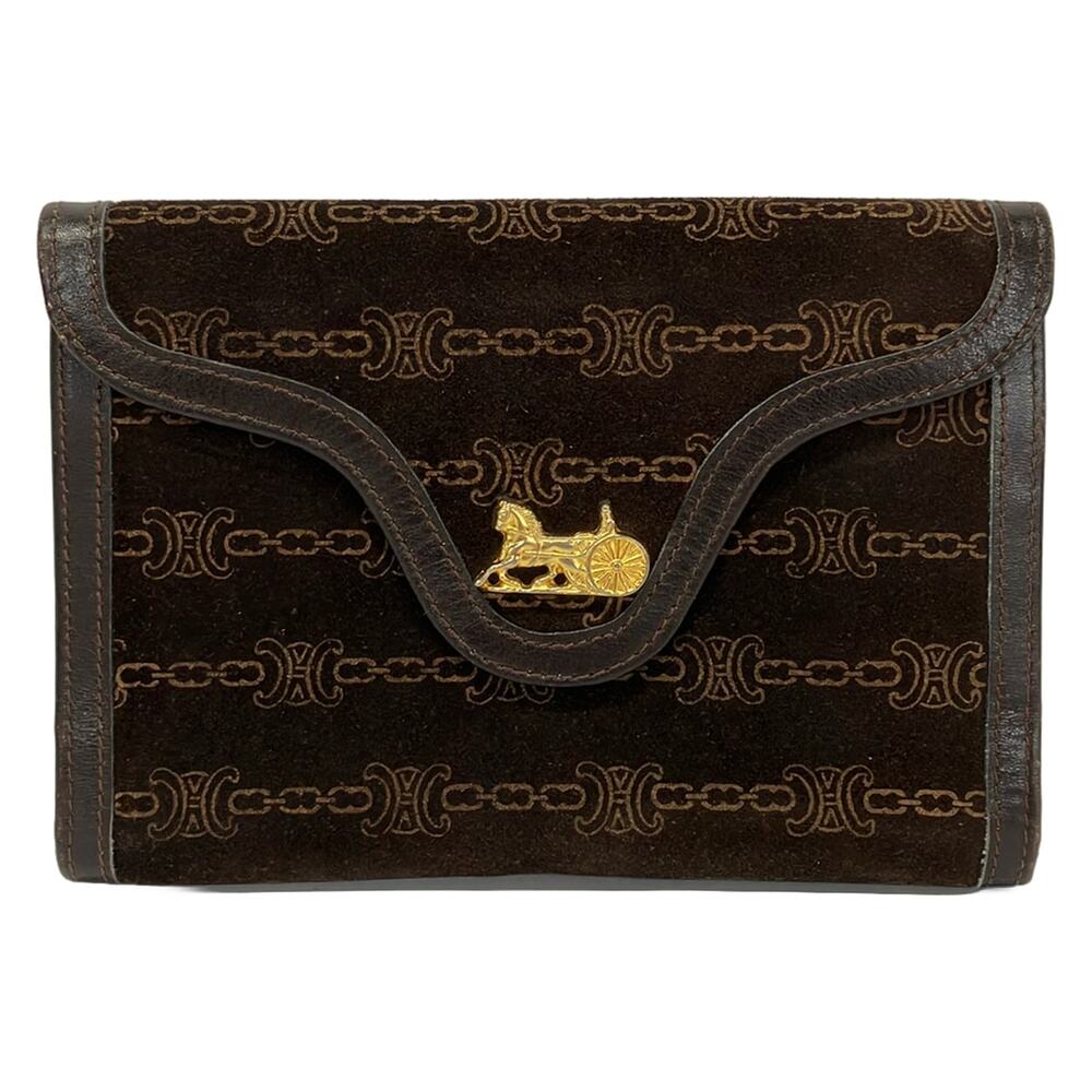 Celine Macadam Trifold Wallet Suede Leather